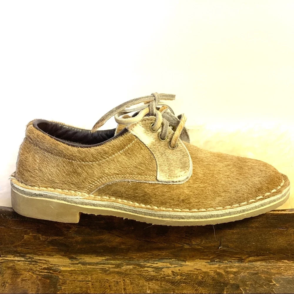 Uwezo Calf Hair Leather Oxford Shoes Desert Chukka NWOT 8